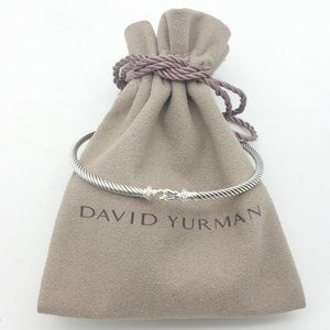 David Yurman Classic Cable 3mm Sterling Silver Diamond Buckle Bracelet